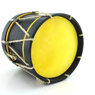 TAMBORIL DE 10" DE PINO DE COR NEGRO E COIRO AMERELO - Imaxe 2